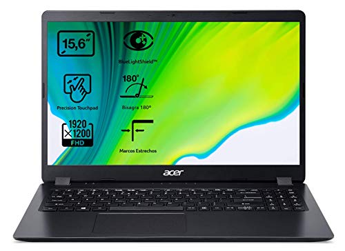 Acer Aspire 3 A315-56 - Ordenador Portátil 15.6&quot; Full HD, Laptop, PC Portátil Color Negro - Teclado QWERTY Español (12GB RAM | 512GB SSD, Sin Sistema Operativo, Intel Core i5-1035G1)