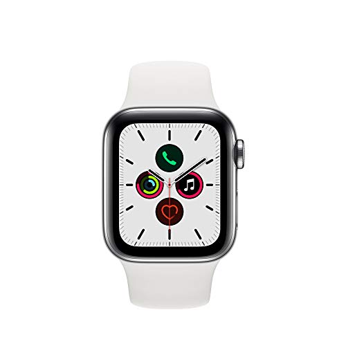 Apple Watch Series 5 (GPS + Cellular,40 mm) Acero Inoxidable - Correa Deportiva Blanco