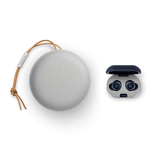 Bang &amp; Olufsen Beosound A1 2a generación, Altavoz Bluetooth portátil Resistente al Agua con micrófono, en Color Gris Mist y Beoplay E8 2.0, Auriculares inalámbricos con Bluetooth, Indigo Azul