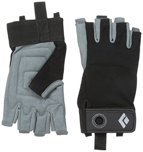 Black Diamond Crag Half Finger Gloves - Guantes de Escalada, Via Ferrata y Entrenamiento (Negro)