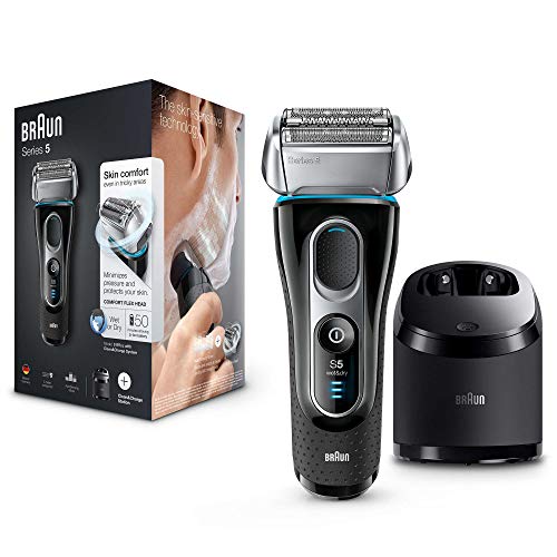 Braun Series 5 5197 Clean&amp;Charge - Afeitadora eléctrica hombre, afeitadora barba, en húmedo y seco, máquina de afeitar barba con recortadora de precisión, negro