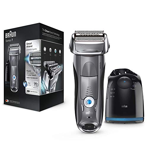 Braun Series 7 7865 cc - Afeitadora eléctrica para hombre de lámina, en húmedo y seco, máquina de afeitar barba con estación de limpieza Clean&amp;Charge, plata