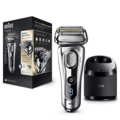 Braun Series 9 9290 cc - Afeitadora eléctrica para hombre de lámina, en húmedo y seco, máquina de afeitar barba con estación de limpieza Clean&amp;Charge, plata, sólo recargable, recargable