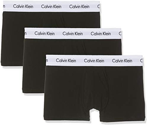 Calvin Klein Herren 3p Low Rise Trunk Boxershorts, Schwarz (Black 001), Large (3er Pack)