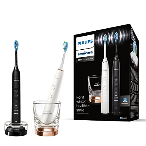 Cepillo de dientes eléctrico sónico Philips Sonicare DiamondClean 9000 con aplicación (modelo HX9914/57) (Negro &amp; Rosa Oro)