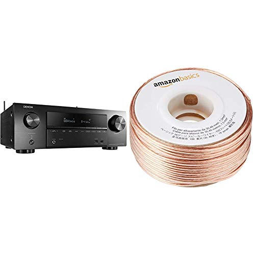 Denon AVR-X1500H - Receptores audio/video de alta definición, color negro &amp; AmazonBasics - Cable para altavoces (calibre 16, 2x1,3 mm², 30,4 m)