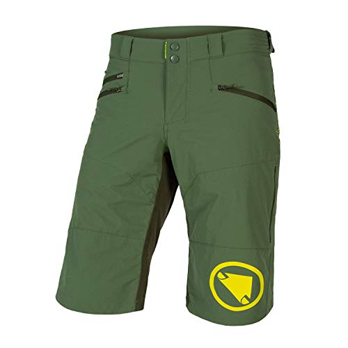Endura SingleTrack Baggy Mountain - Pantalones cortos de ciclismo para hombre, color verde bosque, talla L