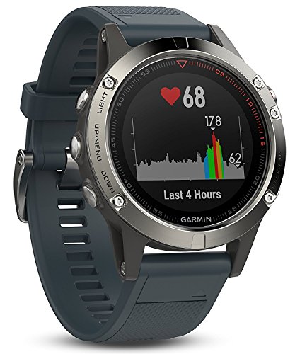Garmin Fenix 5 - Reloj multideporte con GPS y medidor de frecuencia cardiaca,lente de cristal y bisel de acero inoxidable,47 mm,Plata/Gris Granito