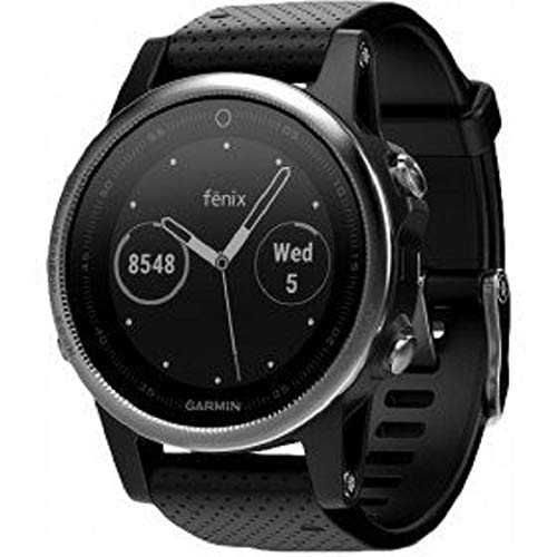 Garmin Fenix 5S - Reloj multideporte,con GPS y medidor de frecuencia cardiaca,lente de cristal y bisel de acero inoxidable,42 mm,Plata/Negro