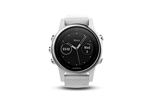 Garmin Fenix 5S - Reloj multideporte,con GPS y medidor de frecuencia cardiaca,lente de cristal y bisel de acero inoxidable,42 mm,color Blanco