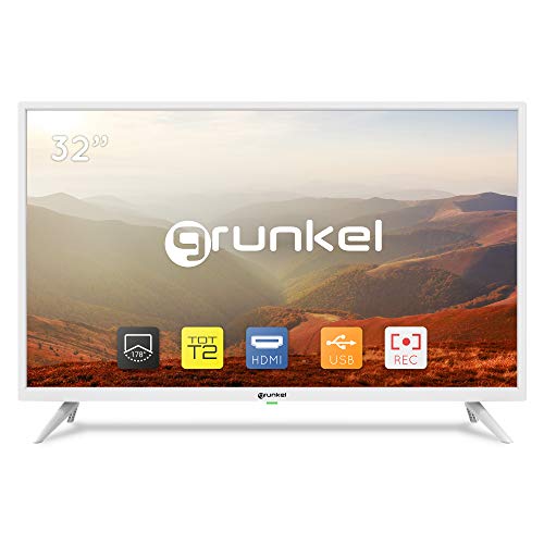 Grunkel - LED-3220BLANCO - Televisor de 81 centímetros con Panel HD Ready y Sintonizador TDT Alta Definición T2. De bajo Consumo y con Auto-Apagado - 32 Pulgadas - Blanco (32&quot;)
