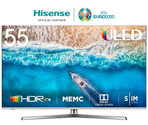 Hisense H55U7B, Smart TV ULED 4K Ultra HD, Dolby Vision HDR, HDR 10+, Audio Dolby Atmos, Ultra Dimming, 802.11ac, Dual-Band (Ethernet RJ-45 HDMI USB Bluetooth, 55&quot;, Negro/Gris Metalizado)