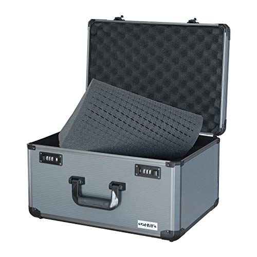 HMF - 14402900 aluminio Maleta,arma maletín,cuadrícula de espuma,diferentes tamaños 46 x 27,5 x 36,5 cm