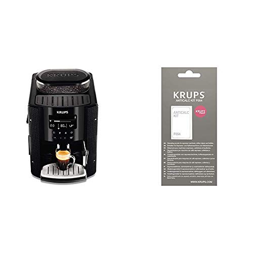 Krups EA815070 - Cafetera Automática 15 Bares de Presión, Pantalla LCD, 3 Niveles de Intensidad, Ajustable de 20 ml a 220 ml + F0540010 Kit descalcificación, Plastic