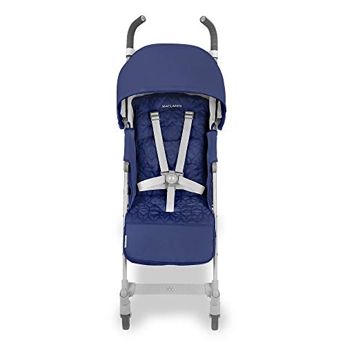 Maclaren Quest - Silla de paseo para recién nacidos hasta los 25kg, asiento multiposición, suspensión en las 4 ruedas, capota extensible con UPF 50+ (Azul/Plata)