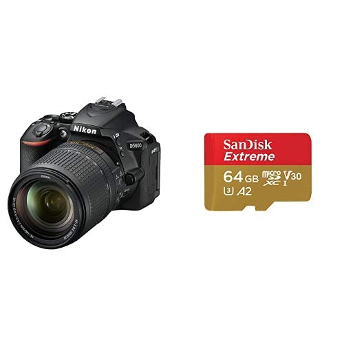 Nikon D5600 18-140/3.5-5.6 AF-S DX Nikkor G ED VR - Cámara Digital + SanDisk Extreme - Tarjeta de Memoria microSDXC de 64 GB con Adaptador SD, A2, hasta 160 MB/s, Class 10, U3 y V30
