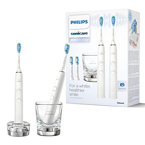 Philips Sonicare DiamondClean Serie 9000 - Pack doble de cepillos de dientes eléctricos sónicos, dientes y encías más limpias, conectados con App, en blanco (modelo HX9914/62) (Blanco &amp; Blanco)