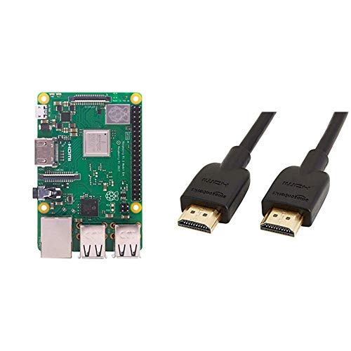 Raspberry PI 3 Model B+ &amp; AmazonBasics - Cable HDMI 2.0 de Alta Velocidad