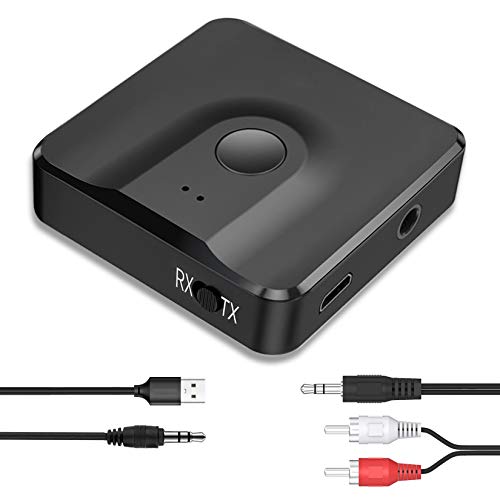 Receptor Bluetooth 2 en 1 Transmisor Adaptador Bluetooth 5.0, Transmisor Bluetooth con AUX 3.5 mm&amp;RCA Audio HD de Baja latencia para TV/PC/Cascos/Estéreo Hogar/Coche