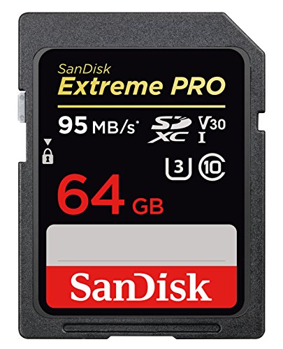 SanDisk Extreme PRO - Tarjeta de memoria SDXC de 64 GB, hasta 95 MB/s, Class 10 y U3 y V30