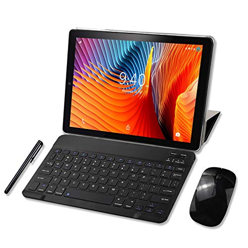Tablet 10 Pulgadas YOTOPT, 4GB de RAM y 64 GB de Memoria, Android 10.0 Dobles SIM y TF, GPS WiFi Soporte (Negro (4G LTE-Negro)