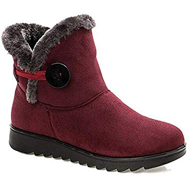 2019 Zapatos Invierno Mujer Botas de Nieve Casual Calzado Piel Forradas Calientes Planas Outdoor Boots Antideslizante Zapatillas para Mujer