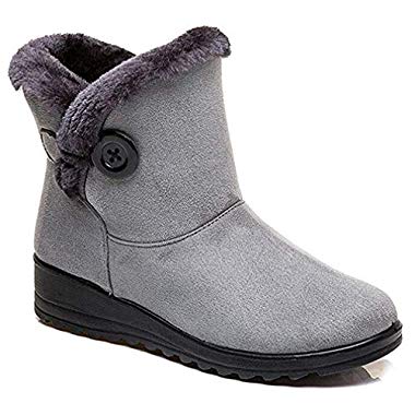 Zapatos Invierno Mujer Botas de Nieve Casual Calzado Piel Forradas Calientes Planas Outdoor Boots Antideslizante Zapatillas para Mujer