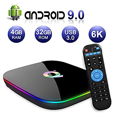 Android TV Box 9.0, 2019 El más Nuevo Android Box 4GB RAM 32GB ROM H6 Quad Core Cortex-A53 Smart TV Box, soporta 6K de resolución 3D 2.4GHz WiFi Ethernet USB 3.0 Media Player