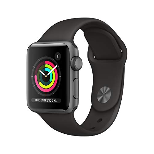 Apple Watch Series 3 (GPS) con caja de 38 mm de aluminio en gris espacial y correa deportiva, Negra