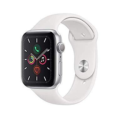 Apple Watch Series 5 (GPS, 44 mm) Aluminio en Plata - Correa Deportiva Blanco