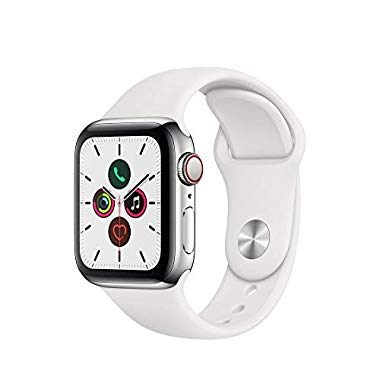 Apple Watch Series 5 (GPS + Cellular,40 mm) Acero Inoxidable - Correa Deportiva Blanco
