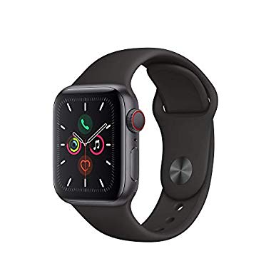 Apple Watch Series 5 GPS + Cellular, 40mm (Aluminio en Gris espacial, Correa Deportiva Negro)