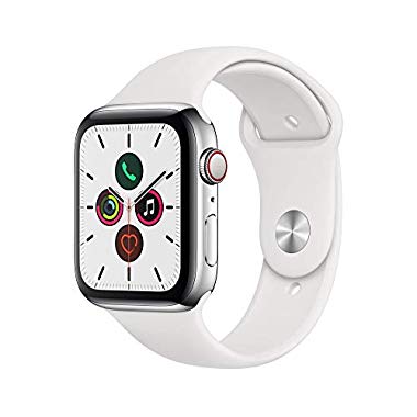Apple Watch Series 5 (GPS + Cellular,44 mm) Acero Inoxidable - Correa Deportiva Blanco