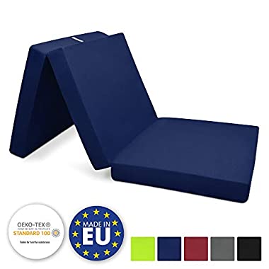 Beautissu Cómodo colchón Plegable Campix Auxiliar futón 60 x 190 x 7 cm Ahorra Espacio Tela Microfibra Azul Marino