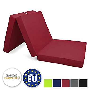 Beautissu Cómodo colchón Plegable Campix Auxiliar futón 60 x 190 x 7 cm Ahorra Espacio Tela Microfibra Rojo Oscuro