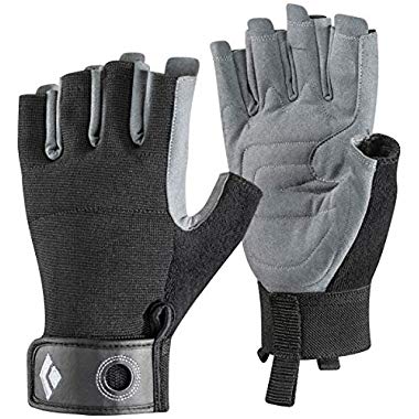Black Diamond Crag Half Finger Gloves - Guantes de Escalada, Via Ferrata y Entrenamiento (XS, Negro)