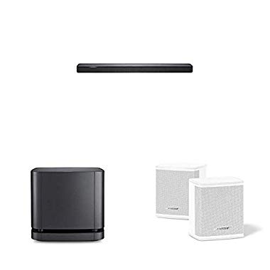 Bose - Barra de sonido 500, Bluetooth y Wifi, negro + Bass Module 500, inalámbrico, negro + Bose 809281-2200 - Surround Speakers, blanco