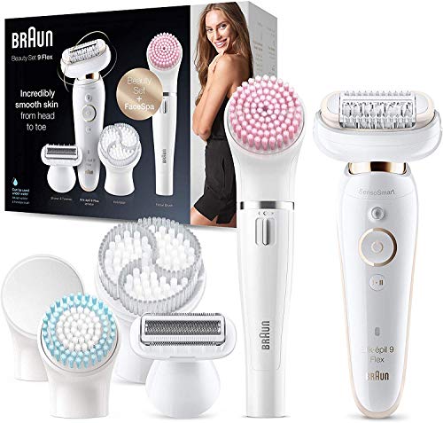 Braun Silk-épil 9 Flex 9100 Set de belleza, depiladora eléctrica mujer con cabezal flexible para depilación fácil, blanco
