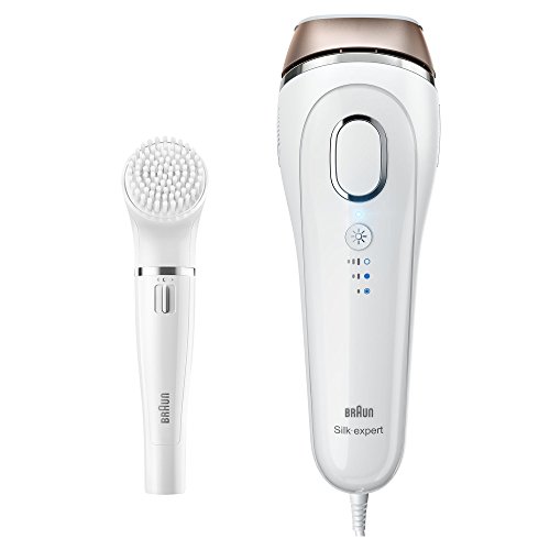 Braun Silk·Expert 5 IPL Hair Removal BD 5008, Blanco/Bronce, Permanente Visible Hair Removal at Home for Body and Face, Corded for Non-top Use + Face Cleansing Brush