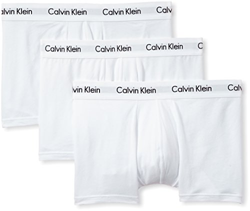 Calvin Klein Cotton Stretch Low Rise Trunk, Bóxers para Hombre, Blanco (White), XL, Paquete de 3
