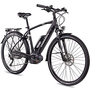 CHRISSON E-Bike Pedelec E-Actourus 2019 - Bicicleta de Trekking para Hombre con 10G Deore Bosch PL, Color Negro Mate