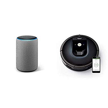 Echo Plus gris oscuro + iRobot Roomba 981 - Robot aspirador para alfombras, potencia de succión 10 veces superior, cepillos de goma antienredos, Dirt Detect, conexión Wifi, programable por app, compatible con Alexa