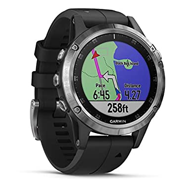 Garmin Fenix 5 Plus - Reloj GPS multideporte, Plata con correa negra