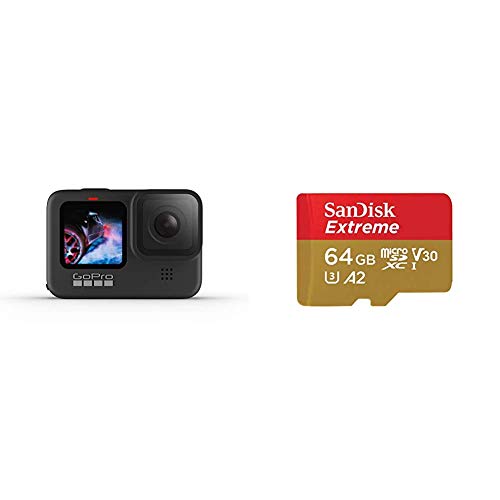 GoPro HERO9 Black - Cámara de acción + SanDisk Extreme - Tarjeta de Memoria microSDXC de 64 GB con Adaptador SD