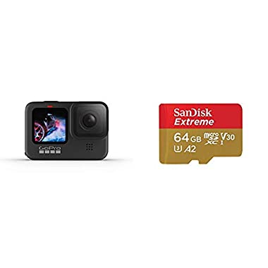 GoPro HERO9 Black - Cámara de acción + SanDisk Extreme - Tarjeta de Memoria microSDXC de 64 GB con Adaptador SD