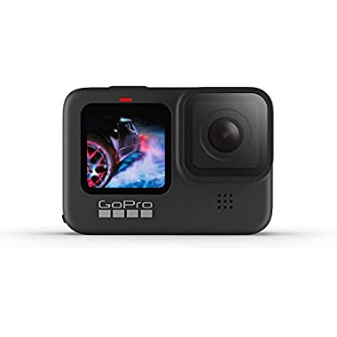 GoPro HERO9 Black - Cámara de acción sumergible con pantalla LCD delantera y pantalla táctil trasera, vídeo 5K Ultra HD, fotos de 20 MP, transmisión en directo en 1080p, sin tarjeta