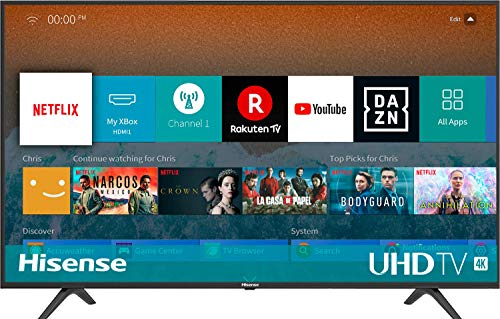 Hisense H43BE7000 - Smart TV ULED 43' 4K Ultra HD con Alexa Integrada, 3 HDMI, 2 USB, salida óptica y de auriculares, Wifi, HDR, Dolby DTS, Procesador Quad Core, Smart TV VIDAA U 3.0 con IA (43")