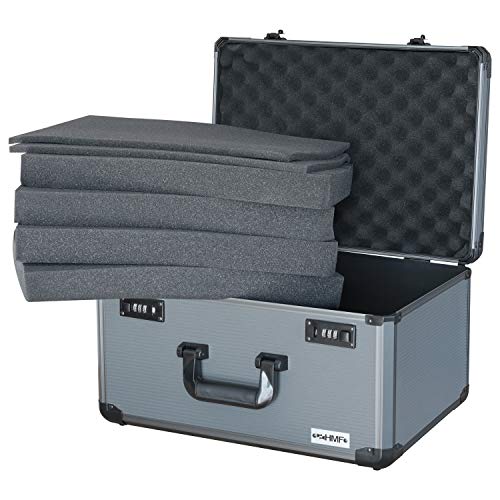 HMF - 14402900 aluminio Maleta,arma maletín,cuadrícula de espuma,diferentes tamaños 46 x 27,5 x 36,5 cm
