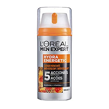 L'Oréal Men Expert Crema Hidratante Anti-Fatiga 24h Hydra Energetic, para Hombres, Crema Facial de Uso Diario, Aporta Energía, Combate los Signos de Fatiga, 100 ml