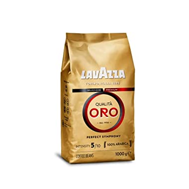Lavazza Café en Grano, Qualità Oro Perfect Symphony, Café Espresso 100% Arábica Redondo y Aromático, Paquete de 1 Kg